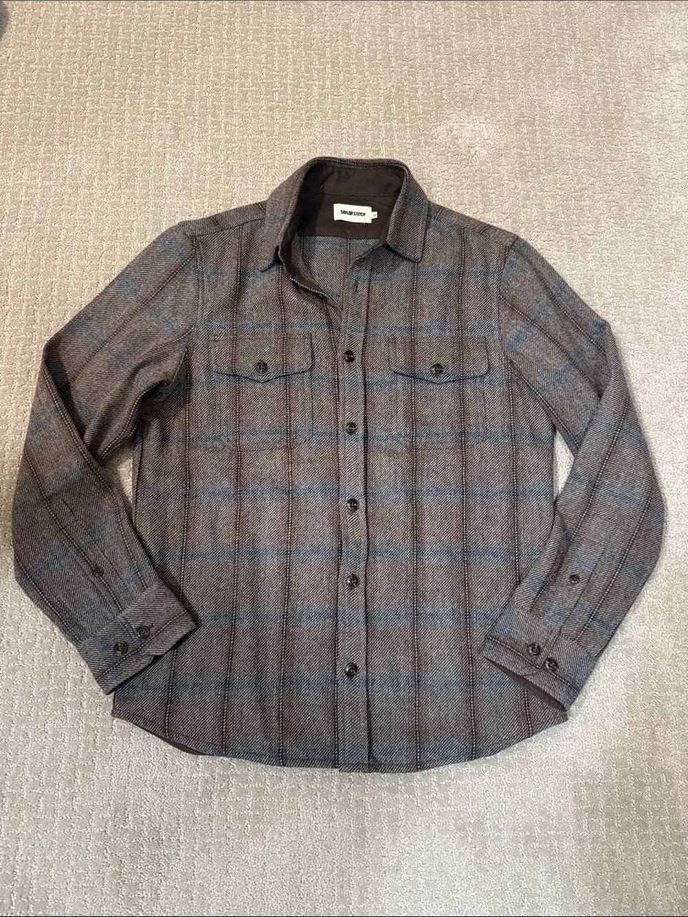 Taylor Stitch Gray Plaid Button-Down Wool Shirt